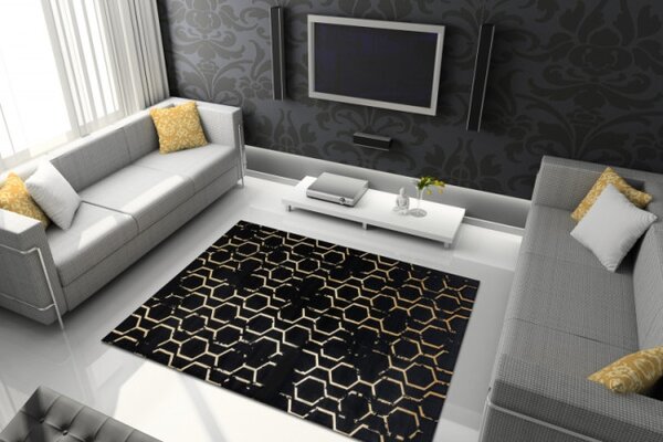 Koberec GLOSS 407C 86 Styl, glamour - čierny, zlatý