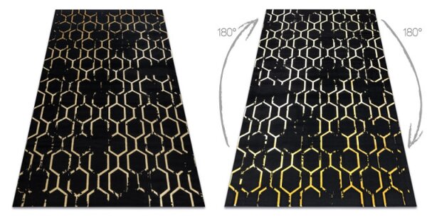 Koberec GLOSS 407C 86 Styl, glamour - čierny, zlatý