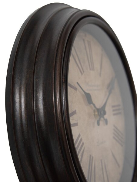 Hnedé nástenné hodiny v retro štýle – Ø 29*5 cm / 1*AA - Clayre & Eef