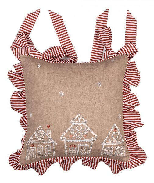 Hnedý podsedák s volánikmi s perníkovými chalúpkami Gingerbread Bliss - 40*40cm - Clayre & Eef