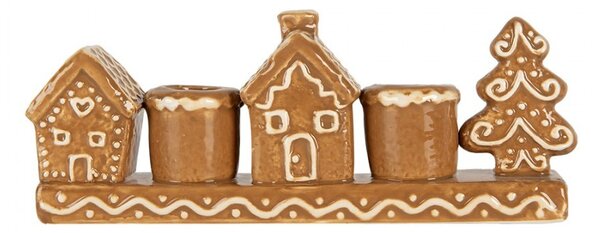 Keramický svietnik perníkovej chalúpky Gingerbread Cott - 21*4*8 cm - Clayre & Eef