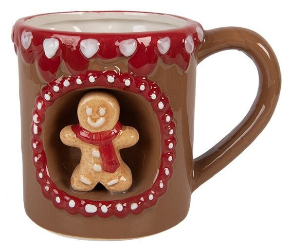 Hnedý keramický hrnček perníček Gingerbread Man - 14*10*10 cm / 375 ml - Clayre & Eef