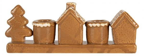 Keramický svietnik perníkovej chalúpky Gingerbread Cott - 21*4*8 cm - Clayre & Eef