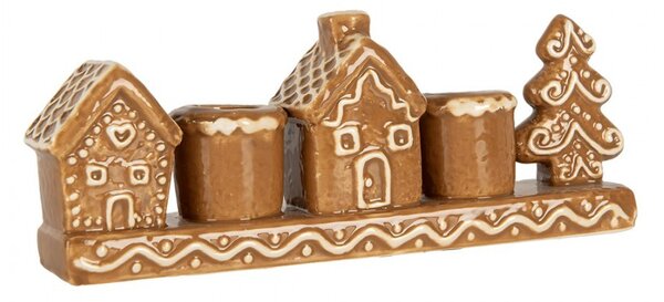 Keramický svietnik perníkovej chalúpky Gingerbread Cott - 21*4*8 cm - Clayre & Eef