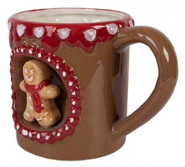 Hnedý keramický hrnček perníček Gingerbread Man - 14*10*10 cm / 375 ml - Clayre & Eef