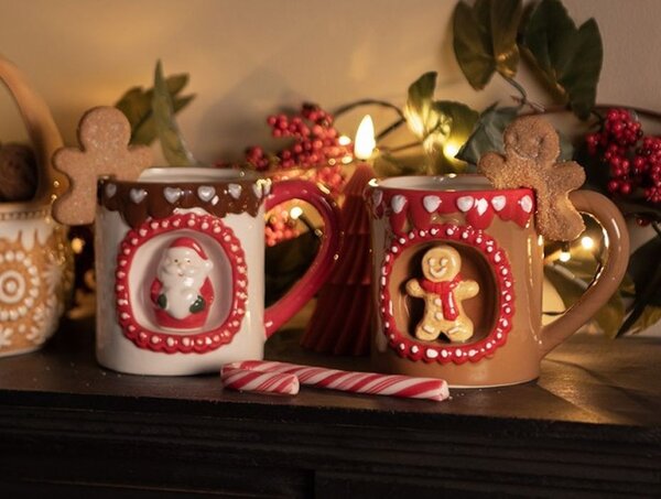 Hnedý keramický hrnček perníček Gingerbread Man - 14*10*10 cm / 375 ml - Clayre & Eef