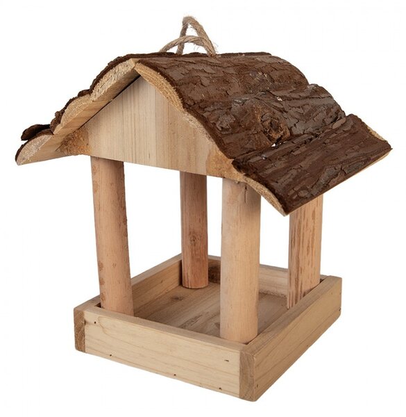 Prírodné drevené krmítko pre vtáčiky - 19*18*19 cm - Clayre & Eef