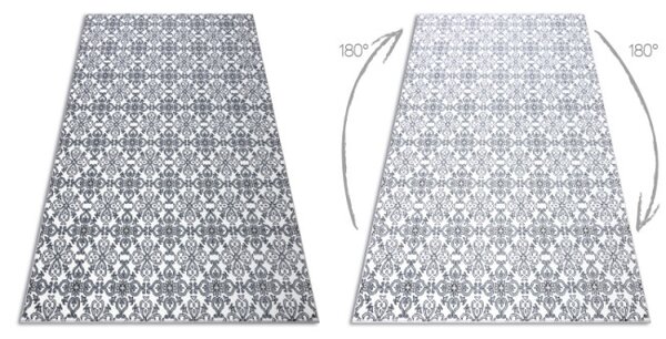 Koberec ARGENT - W4949 Kvety biely / sivý