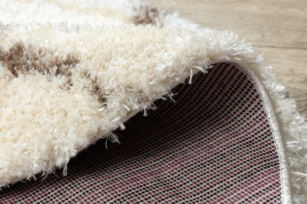 Koberec FLUFFY kruh shaggy kratka, trellis - krém / béžový