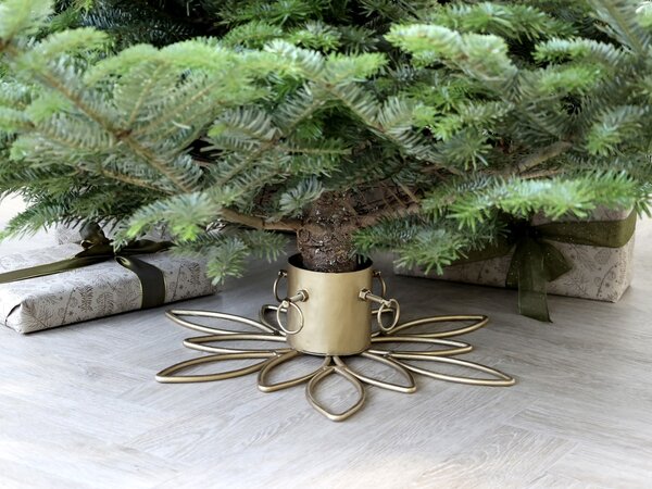 Bronzový antik kovový stojan na vianočný stromček Christmas Tree - Ø 50*11 cm - Chic Antique