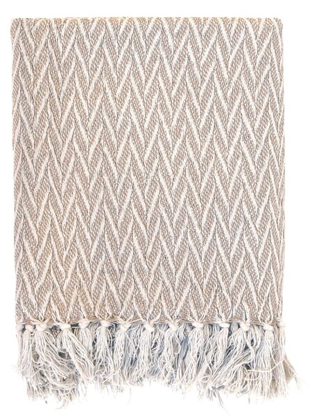 Béžovo-latté pléd so vzorom a strapcami Yarn - 130*150 cm - Chic Antique