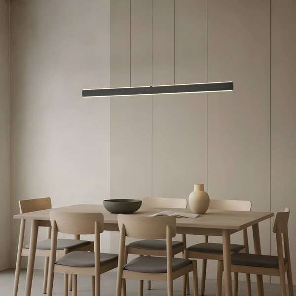 Lucande LED závesné svietidlo Arvon, čierna, 117 cm, stmievateľné,, Čierna, Obývacia izba / jedáleň, kov, Moderný, Závesné svietidlo