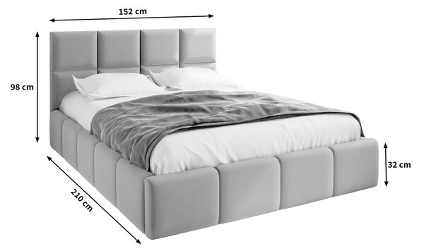 Manželská čalúnená posteľ s úložným priestorom Comone 140x200 - sivá