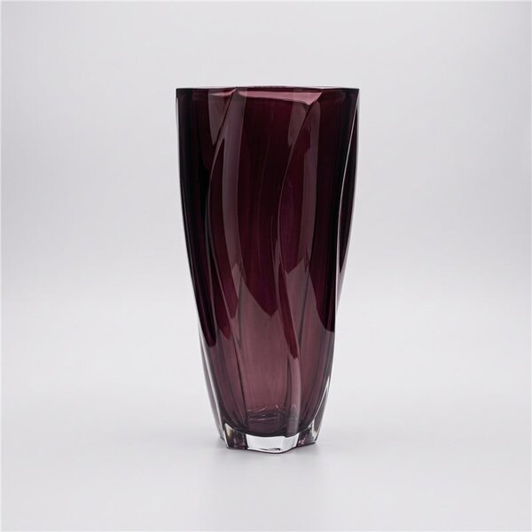 KRIŠTÁĽOVÁ VÁZA BOHEMIA BARLEY TWIST BURGUNDE 305MM