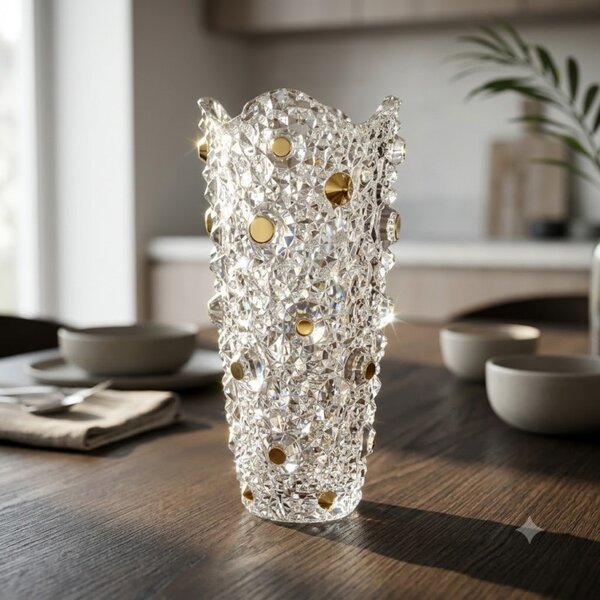 KRIŠTÁĽOVÁ VÁZA BOHEMIA CRYSTAL GOLD 300MM