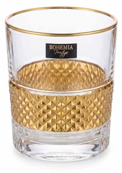 BOHEMIA PRESTIGE ELEGANTE ROYAL GOLD POHÁR NA WHISKY 340ML SADA 6KS