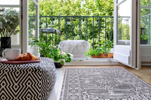 Koberec SIZAL LOFT 21213 Ornament sivý / strieborný / slonia kosť
