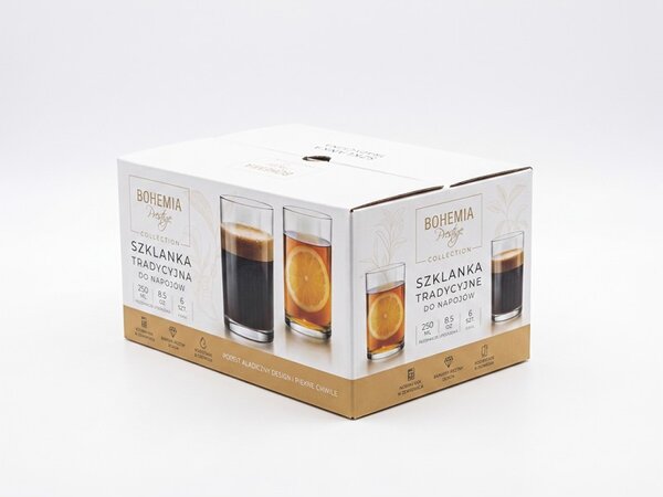 BOHEMIA PRESTIGE TRADITIONAL GLASSES POHÁR NA VODU 250ML SADA 6KS