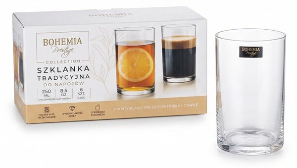 BOHEMIA PRESTIGE TRADITIONAL GLASSES POHÁR NA VODU 250ML SADA 6KS