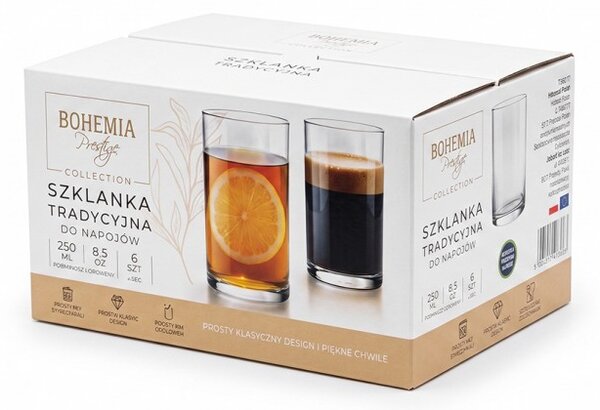 BOHEMIA PRESTIGE TRADITIONAL GLASSES POHÁR NA VODU 250ML SADA 6KS