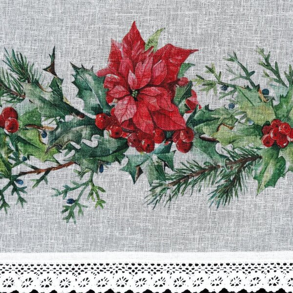 KRÁTKA VIANOČNÁ ZÁCLONA NA PÁSKE XMAS5 150X60 CM VZOROVANÁ