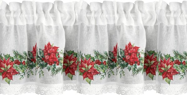 KRÁTKA VIANOČNÁ ZÁCLONA NA PÁSKE XMAS5 150X30 CM VZOROVANÁ