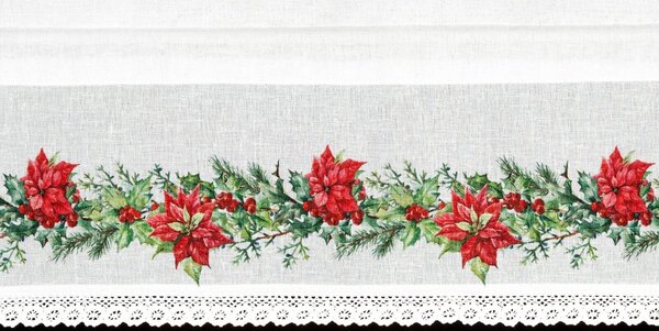 KRÁTKA VIANOČNÁ ZÁCLONA NA PÁSKE XMAS5 150X30 CM VZOROVANÁ