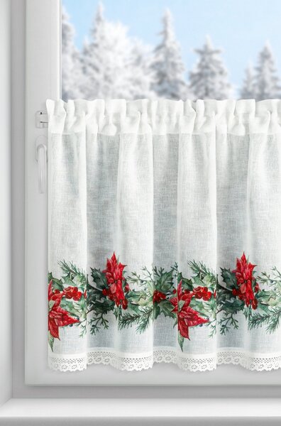KRÁTKA VIANOČNÁ ZÁCLONA NA PÁSKE XMAS5 150X60 CM VZOROVANÁ
