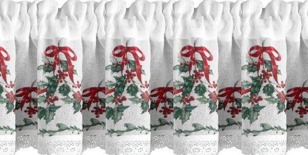 KRÁTKA VIANOČNÁ ZÁCLONA NA PÁSKE XMAS7 150X30 CM VZOROVANÁ