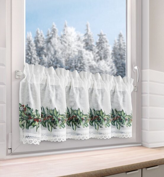 KRÁTKA VIANOČNÁ ZÁCLONA NA PÁSKE XMAS8 150X30 CM VZOROVANÁ