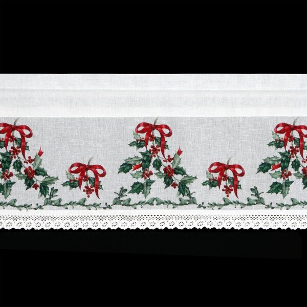 KRÁTKA VIANOČNÁ ZÁCLONA NA PÁSKE XMAS7 150X30 CM VZOROVANÁ