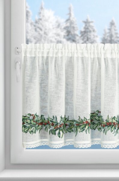 KRÁTKA VIANOČNÁ ZÁCLONA NA PÁSKE XMAS8 150X60 CM VZOROVANÁ