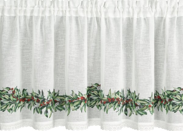 KRÁTKA VIANOČNÁ ZÁCLONA NA PÁSKE XMAS8 150X60 CM VZOROVANÁ