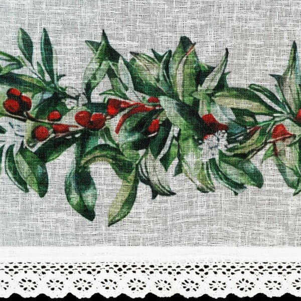 KRÁTKA VIANOČNÁ ZÁCLONA NA PÁSKE XMAS8 150X60 CM VZOROVANÁ