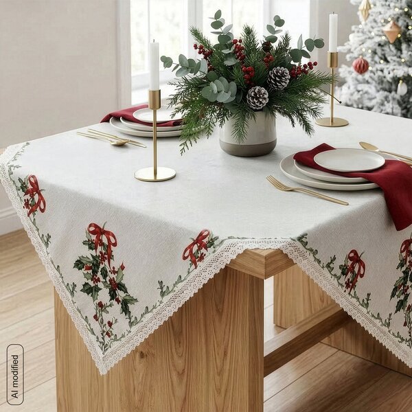 VIANOČNÝ OBRUS XMAS7 85X85 CM VZOROVANÁ