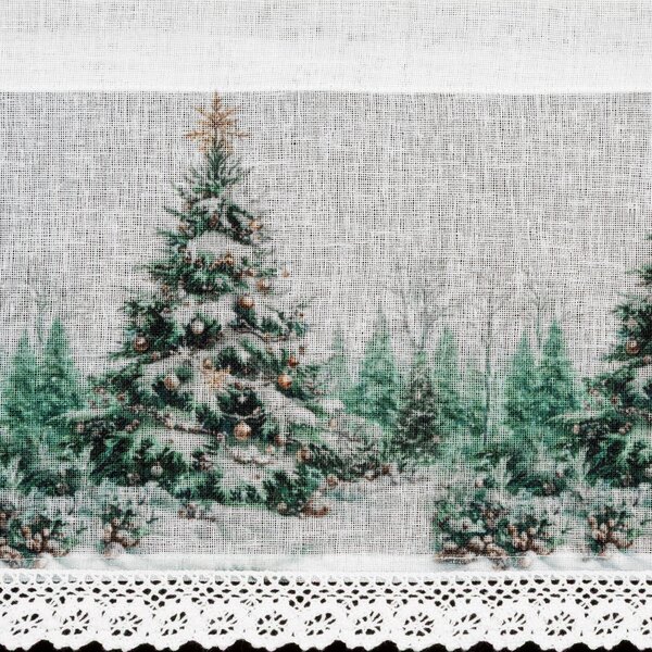 KRÁTKA VIANOČNÁ ZÁCLONA NA PÁSKE XMAS9 150X30 CM VZOROVANÁ