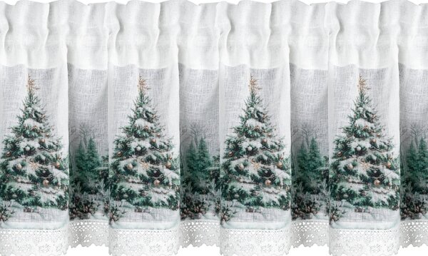 KRÁTKA VIANOČNÁ ZÁCLONA NA PÁSKE XMAS9 150X30 CM VZOROVANÁ
