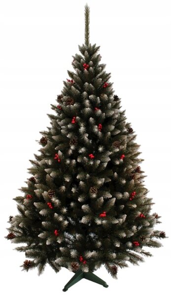 Umelý 3D vianočný stromček BOROVICA s jarabinou 160 cm