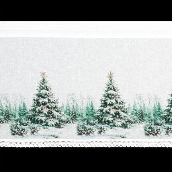 KRÁTKA VIANOČNÁ ZÁCLONA NA PÁSKE XMAS9 150X60 CM VZOROVANÁ