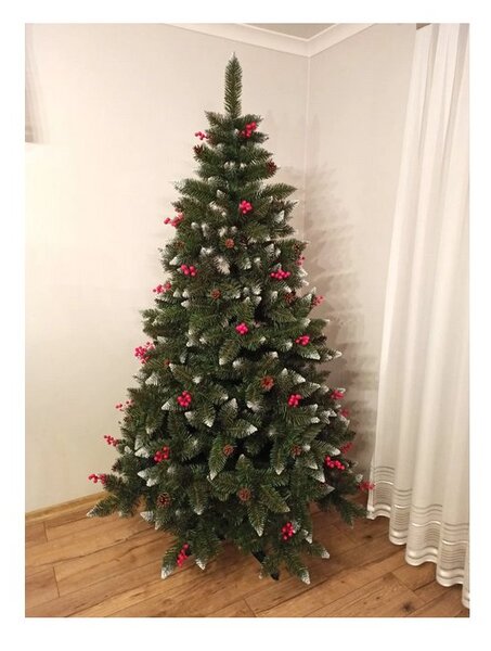 Umelý 3D vianočný stromček BOROVICA s jarabinou 160 cm