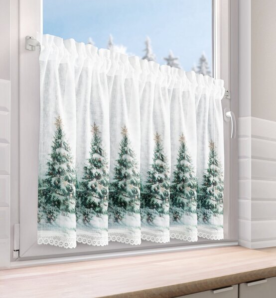 KRÁTKA VIANOČNÁ ZÁCLONA NA PÁSKE XMAS9 150X60 CM VZOROVANÁ
