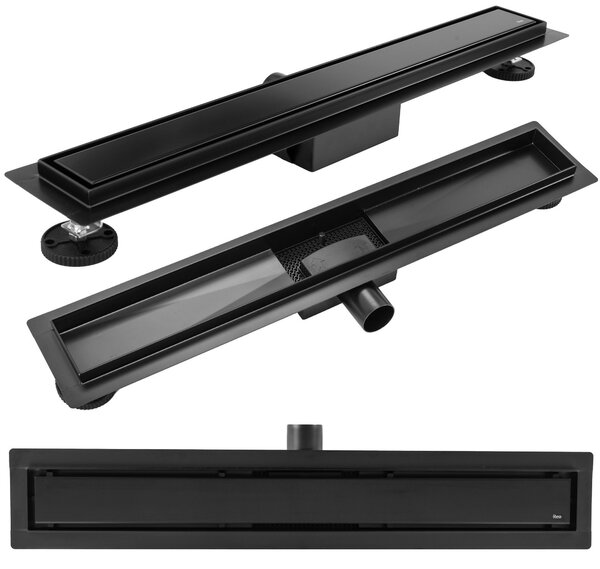 Rea Neox Black Matt, lineárny odtokový žľab 100cm, vzor 2v1, čierna matná, REA-G6605