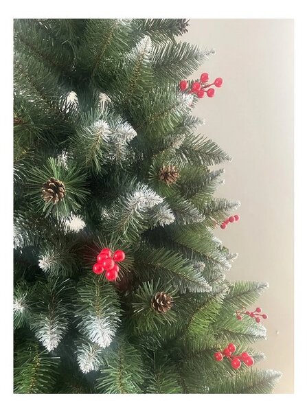 Umelý 3D vianočný stromček BOROVICA s jarabinou 160 cm