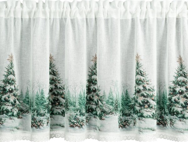 KRÁTKA VIANOČNÁ ZÁCLONA NA PÁSKE XMAS9 150X60 CM VZOROVANÁ