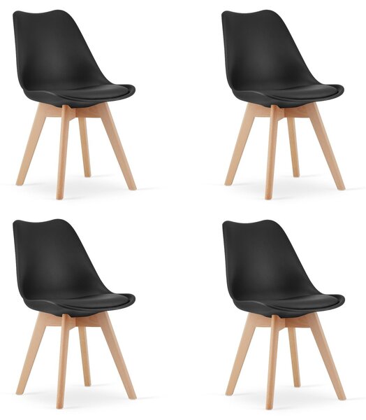 Set 4 stoličiek MARK čierne / hnedé nohy