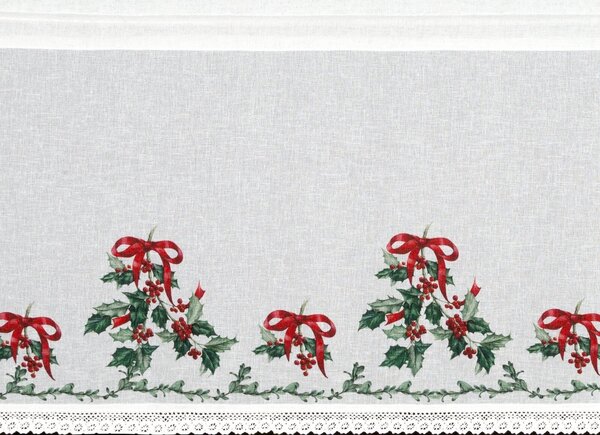 KRÁTKA VIANOČNÁ ZÁCLONA NA PÁSKE XMAS7 150X60 CM VZOROVANÁ