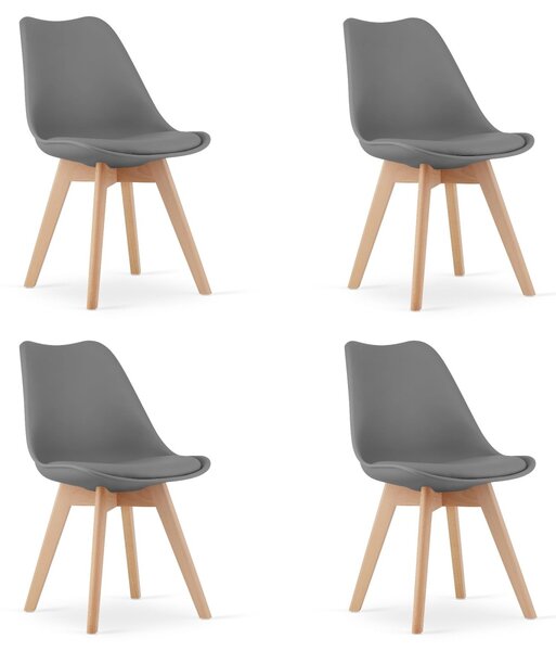 Set 4 stoličiek MARK sivé / hnedé nohy