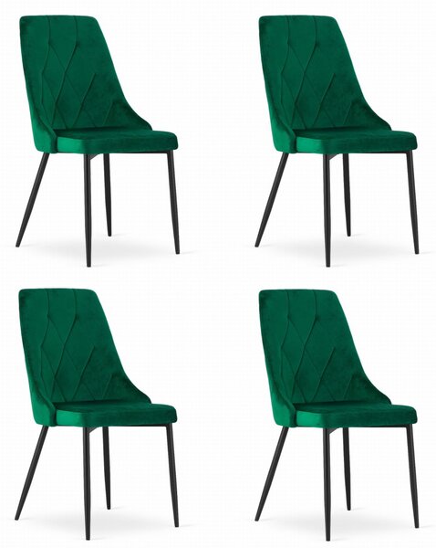 Set 4 stoličiek IMOLA - tmavozelený zamat / čierne nohy