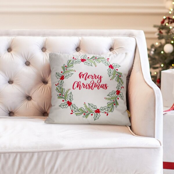 VIANOČNÁ DEKORAČNÁ OBLIEČKA NA VANKÚŠ MERRY 45X45 CM VZOROVANÁ