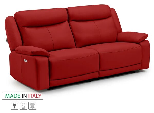 Zltahala.sk Kožená pohovka CONTINENTAL s elektrickou funkciou relax 3P, elektrické, červená (rosso 304)